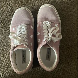 Emile Pink Suede Leather Star Print Sneakers